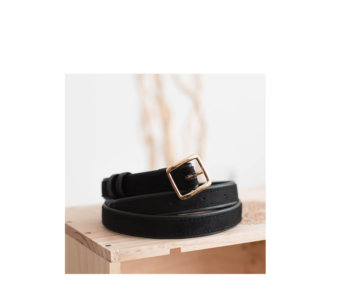 Ceinture noire vegan écologique pommes recyclées pour femme Ceinture Elegie Noir Pomme