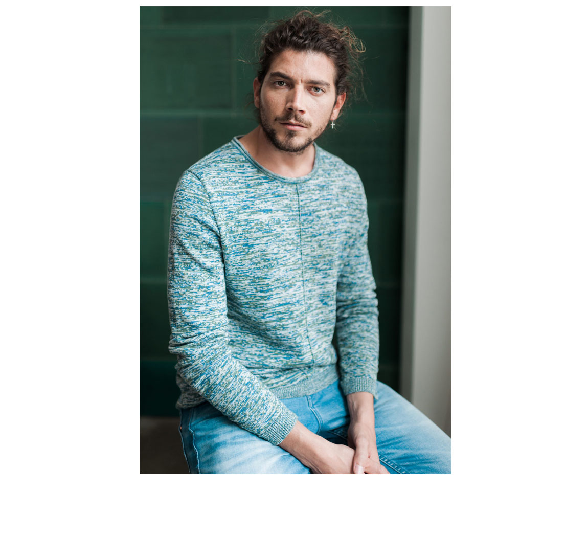 Pull homme en coton organique Pull Alby Cotton Knit Rainbow