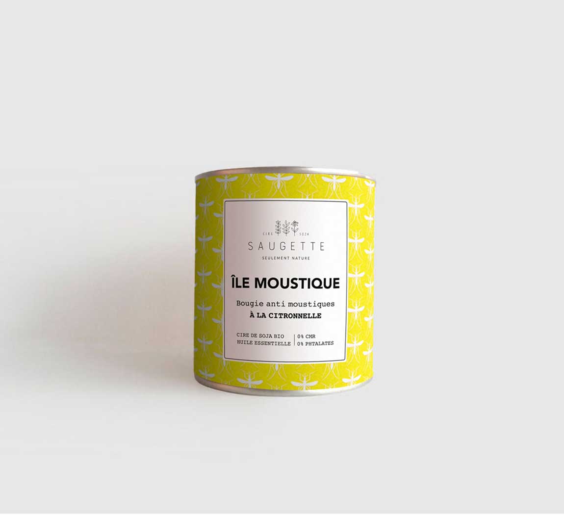 bougie ile moustique cire soja bio vegan européen madeinfrance naturel  huile essentielle ciitronnelle mèche coton bio Ile Moustique