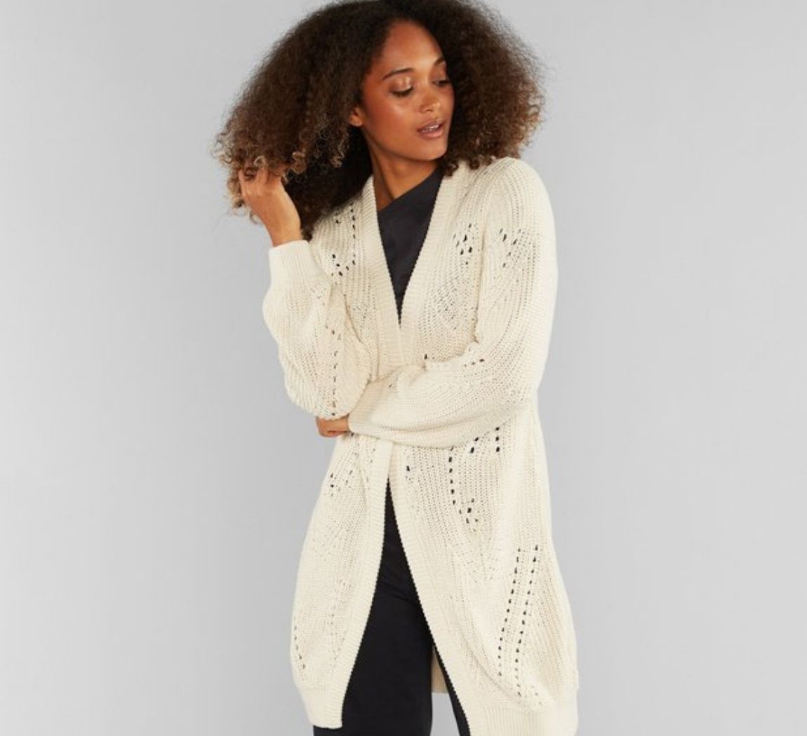 Cardigan blanc femme en coton biologique  Cardigan Idre