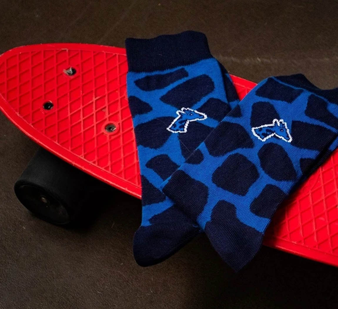 Chaussette girafon bleu Chaussette Bleue Girafe