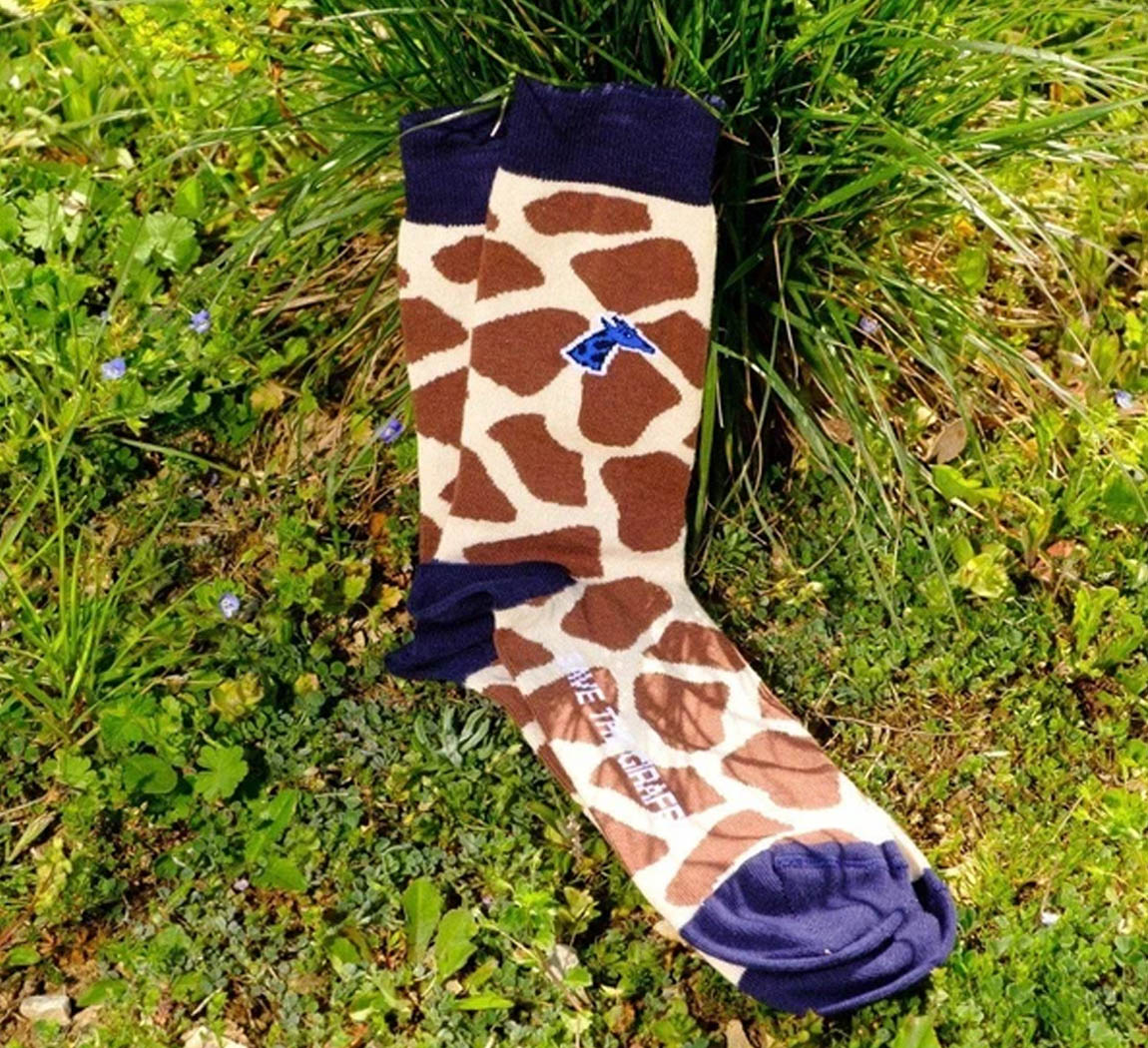 Chaussette girafon bleu Chaussette Bleue Girafe