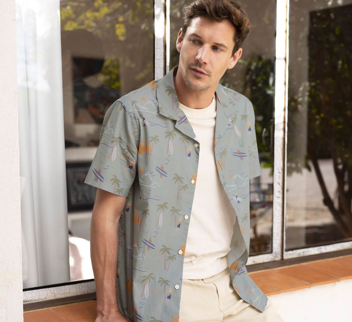 chemise homme manches courtes Chemise manches courtes vert clair