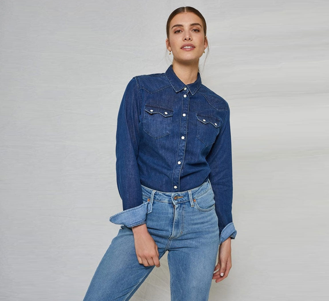 Vêtement femme chemise en jean's Sawtooth Shirt Worker Blue