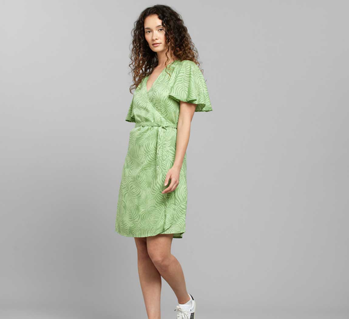 robe en eucalyptus à motif feuilles Wrap Dress Kungshamn