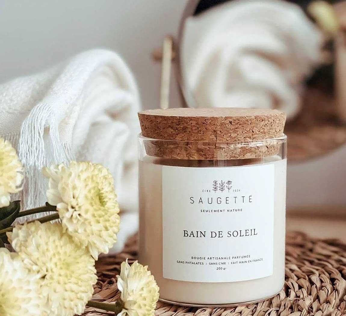 petite bougie bio bain de soleil recyclable cire soja végétal naturel artisanal madeinfrance Petite Bougie Bain de Soleil