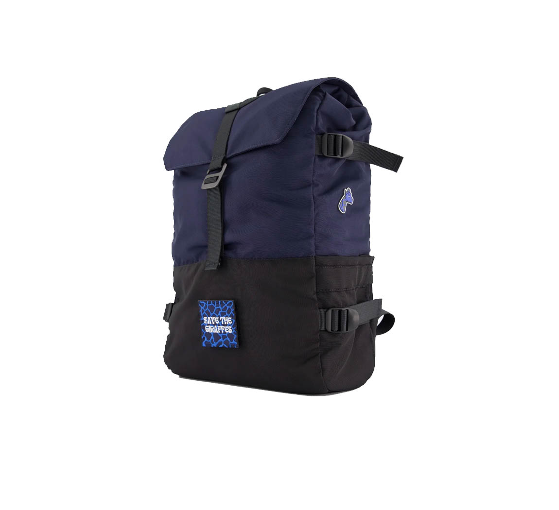 sac à dos bleu en dechet marin à dos Girafon Bleu