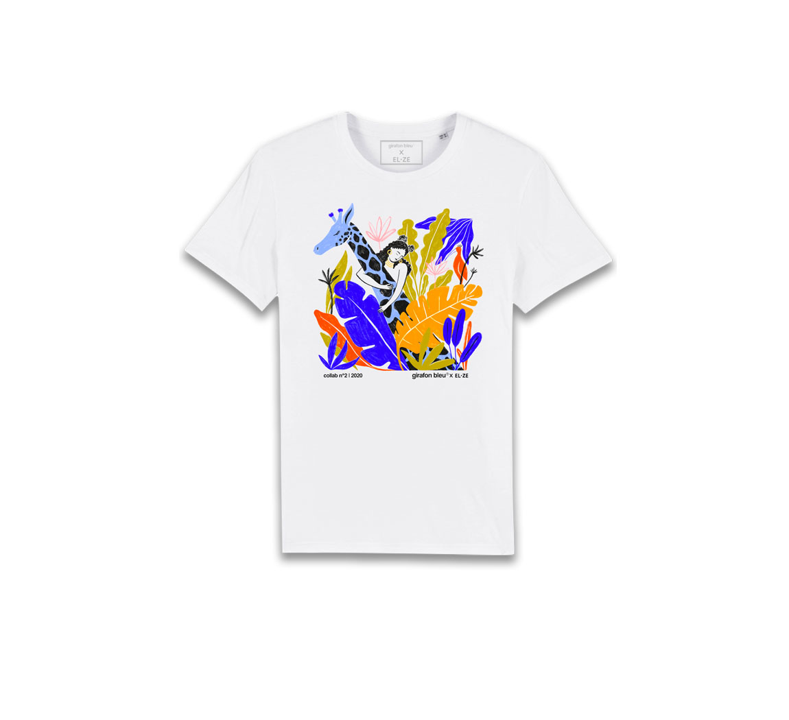 Vêtement Blanc Girafon Bleu Tee Collab 2