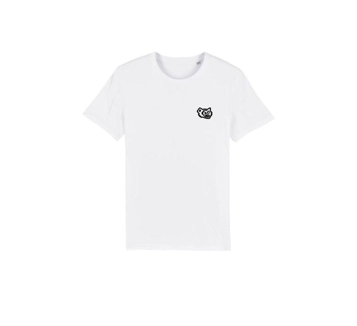 Tee shirt Blanc Brode Lemurien T-shirt unisexe brodé Monde Ethique T-shirt unisexe brodé Monde Ethique