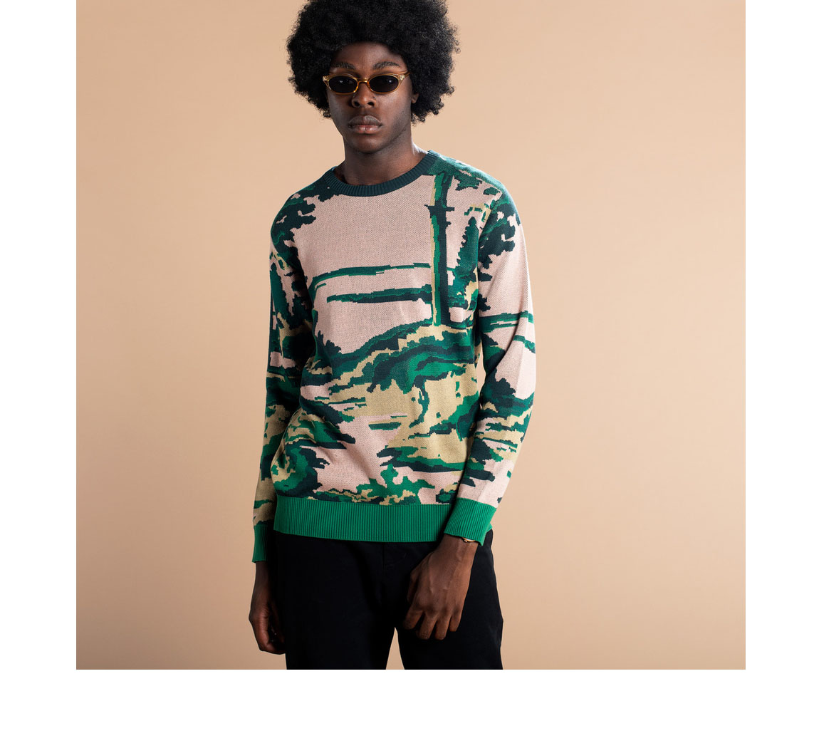 Pull homme fantaisie en coton organique Sweater Mora Deep Forest